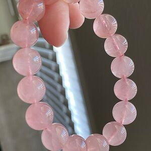 Rose Quartz Bracelet 10mm Pink Crystal Stretch Bracelet